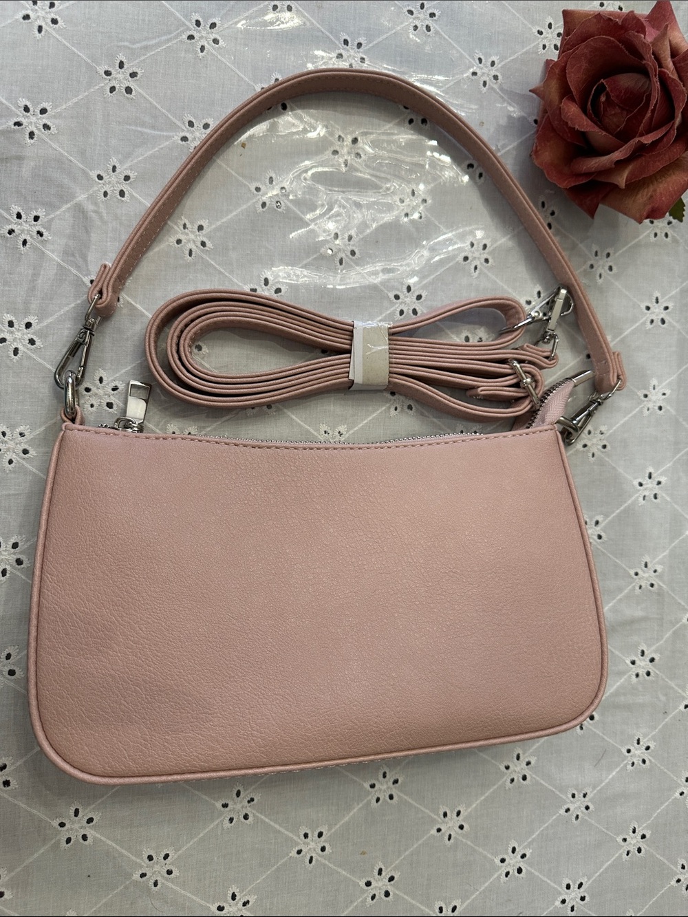 Soft Pink Women's Shoulder Bag - Sleek Crossbody Style New